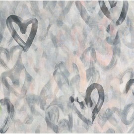 styleBREAKER Women's Loop Scarf with Brushstroke Heart Pattern | Airy Tube Scarf | Soft Scarf for Spring and Summer Made of Viscose 79 x 49 cm, Grey-Rose, Unit size