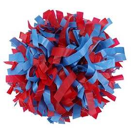 ICObuty Plastic Cheerleader Cheerleading Pom Pom 6 inch 1 Pair (Red-Columbia Blue)