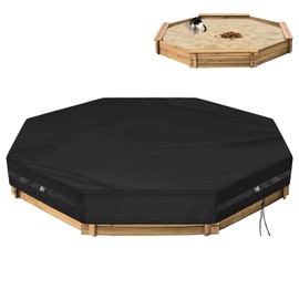 Kasla Octagon Sandbox Cover, 500D Oxford Cloth Waterproof, Fits Large Sand Pit & Outdoor Wooden Sandbox for Toddlers Patio Backyard Garden Play (Black, 84" L×78" W×9" H)