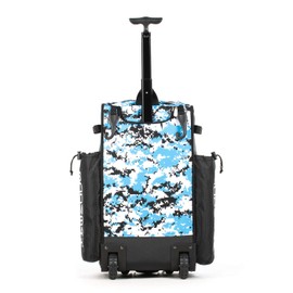 Boombah Rolling Superpack 2.0 Camo Baseball/Softball Gear Bag - 23-1/2" x 13-1/2" x 9-1/2" - Black/Columbia - Telescopic Handle - Holds 4 Bats - Wheeled Version