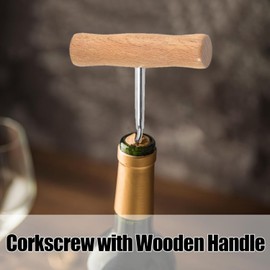 Silver Wine Opener - Stainless Steel Opener Key, Professional Screwpull, Portable Bottle Opener, T-Shape Manual Corkscrew for Home