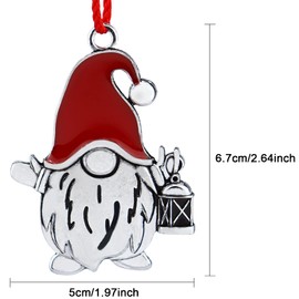 2024 Solid Pewter Metal Christmas Tree Ornament - Hanging Decorations for Party Home Holiday, Christmas Decor with Red Rope for Friends Family Children (Santa Gnome)