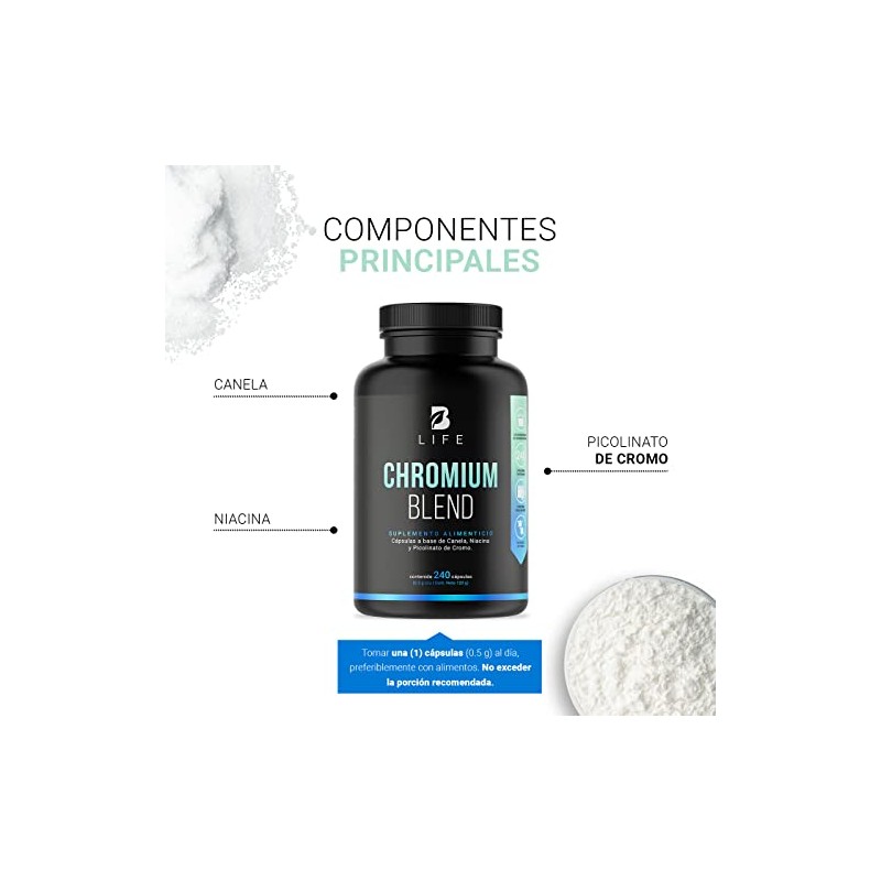 Picolinato Cromo 240 Cápsulas Canela Niacina Ingredientes Naturales Chromium Blend