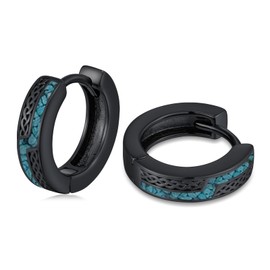 KoyeKei Hoop Earrings for Women Men 925 Sterling Silver Huggie Earrings Hypoallergenic Jewelry Gifts, Small, Sterling Silver, Turquoise