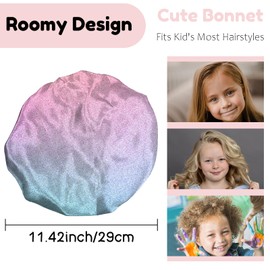 BHAHB 2 PCS Kids Bonnets for Girls Boys Satin Silk Hair Bonnets Double Layer Elastic Adjustable Hair Caps Sleeping Reusable-Pink