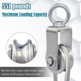 Cable Pulley Wheel Stainless Steel Swivel Pulley Block Silence Rotation Traction Wheel for Pulley System Lifting Gym Equipment Clothesline (2 Pack)