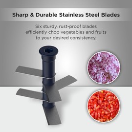 Butterfly 3.8 Cups Premium Plastic Manual Food Chopper, Hand Pull String Onion Vegetable Mincer Dishwasher Safe, 900ml, Blue