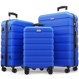 AnyZip Luggage Sets 3 Piece PC ABS Hardside Lightweight Suitcase with 4 Universal Wheels TSA Lock Carry On 20 24 28 Inch Blue