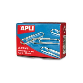 APLI Paper – Box Clips Nickel-Plated N2 32 mm Pack of 100