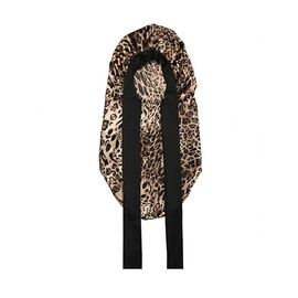 PAVNSO 1 Pack Satin Bonnet, Single Layer Hair Bonnet Braid Bonnet, Stretchy Tie Band for Sleeping/Women(leopard print)
