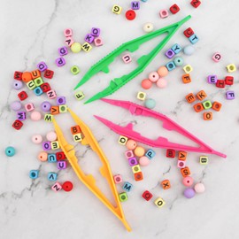10PCS Plastic Fuse Beads Tweezer, Color 3.9" Plastic Perler Beads Tweezers for Kids/Crafts Handmade Beads Crafts for Fuse Bead Tweezers