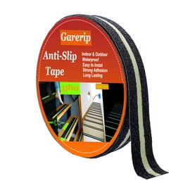 Garerip Anti Slip Traction Tape with Glow in The Dark, 1Inch x 35Feet, Non-Slip Grip Adhesive Tape to Indoor or Outdoor, Stair Steps, Tubs, Boats, Safety Grip Tape Non Skid Roll, Black(2.5cm x 10.6m)