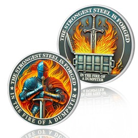 Original Knights Dumpster Fire Coin, Knight's Sword Dumpster Fire Desk Accessories Firefighter Challenge Coin Novelty Coins Pocket Token Inspirational Gifts for Men Women
