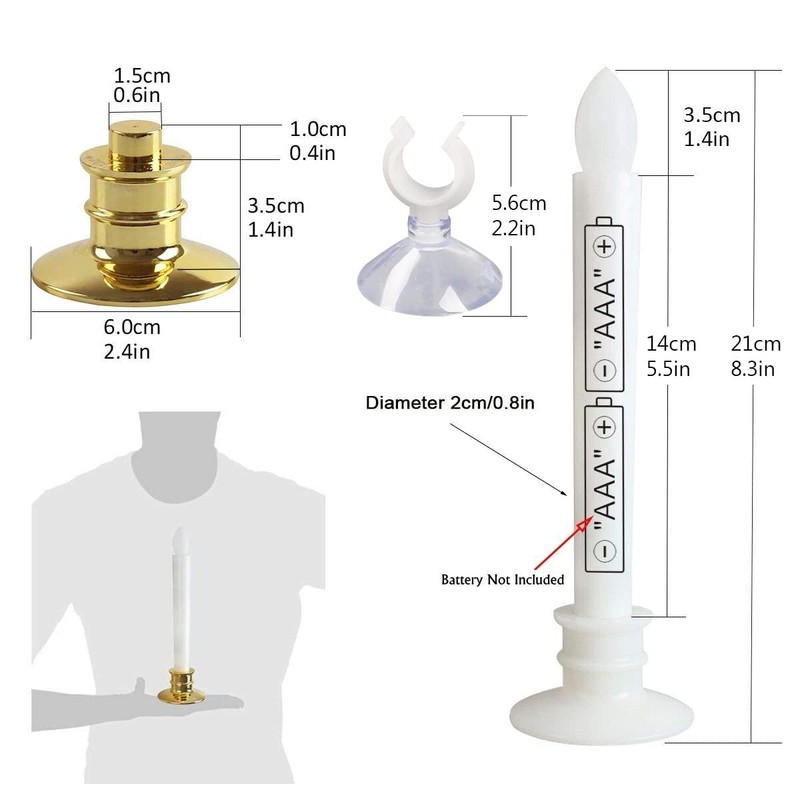 CelebrationLight 6 Pack Flameless Taper Candles with Remote/Timer & Suction