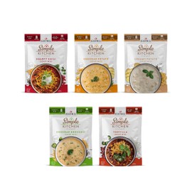 READYWISE - Simple Kitchen, Soup Sampler, Variety Pack, 8 Servings Per Pouch, Soup Mix, Family Size, MRE, Gluten Free, Freeze Dried Food, Ready To Eat Meals, Hiking & Backpacking Food, Soup for Family, Pack of 5