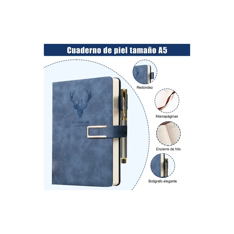 2 Cuadernos A5 Tapa Dura De Piel, 360 Páginas +