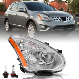 TUSDAR For Halogen Model 2008-2013 Nissan Rogue / 2014-2015 Nissan Rogue Select Headlight Assembly OE Style Headlamp Passenger Right Side Bulbs Included
