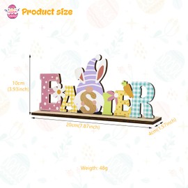 ALLY-MAGIC Easter Table Decorations, Wooden Spring Easter Sign Stand Table Decorations Gnome Bunny Rabbit Ornaments for Easter Crafts Home Decor Party, Easter Gifts for Kids Y4CSZMBJ