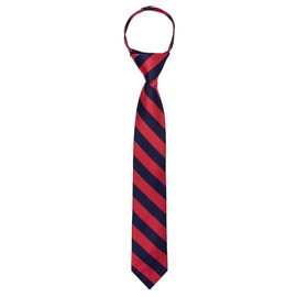Jacob Alexander Stripe Woven Boys 14" College Striped Zipper Tie - Red Navy