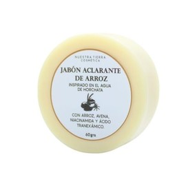 Nuestra Tierra Cosmética Jabón Aclarante de Arroz con Avena y Niacinamida, Inspirado en Agua de Horchata, 60g