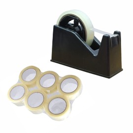 SUL Heavy Duty Sellotape Tape Dispenser Cellotape Dispencer with Anti Slip Rubber Base Ideal for Home, Office Include with 6 Selotape Roll 25mm - Black