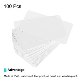 MECCANIXITY Blank Waterproof Eyelet Hole Plastic Shipping Tags for Product Identification, Valve Marking, Outdoor Tagging - 4x7cm/1.6 x 2.8 Inch, Pack of 100, White