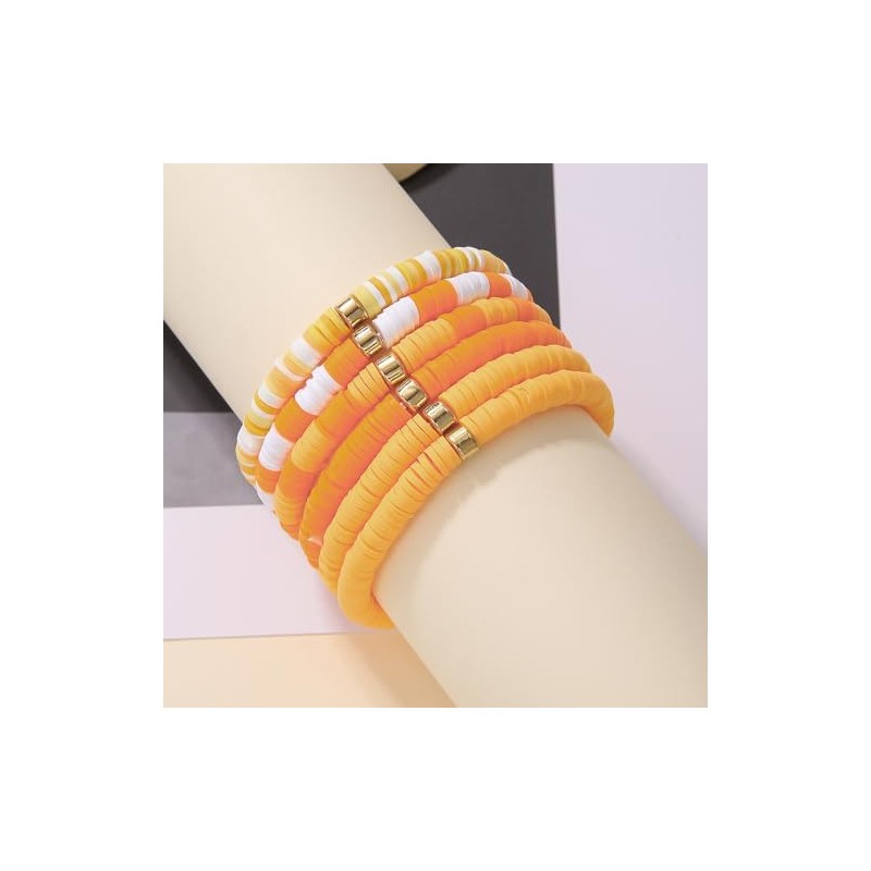 SCRDPRAD Macaron Multi-layer 6Pcs Bohemia Bracelet for Women Heishi Clay