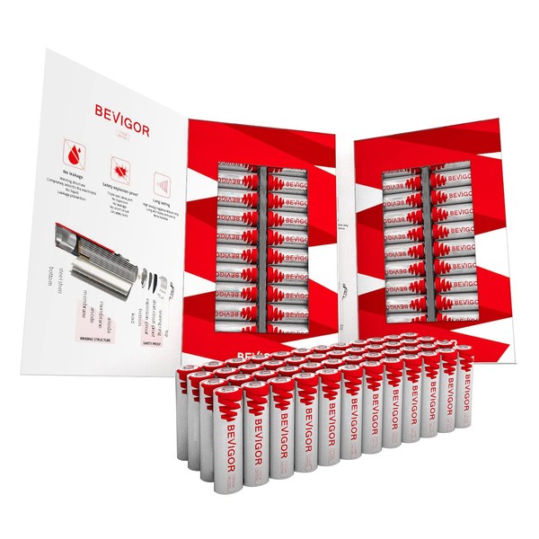 Bevigor Lithium Batteries AA Size, AA Battery 48Pack, 3000mAh Double A Battery, 1.5V Lithium AA Battery, Longer Lasting Lithium Iron AA Batteries for Flashlight, Toys, Remote Control【Non-Rechargeable】