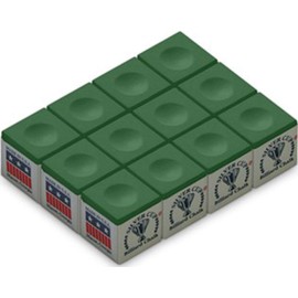 Silver Cup Billiard/Pool Cue Chalk Box, Green, 12 Cubes