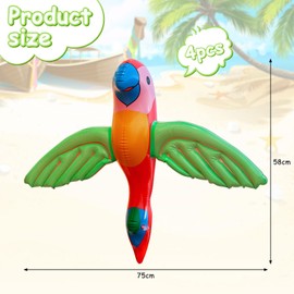 JWTRSVTY 4 Pieces Inflatable Parrot, Inflatable Parrot Prop, Parrot Pirate Costume Accessories, Pool Inflatable Parrot Toy, for Birthday, Tropical Party, Luau Decoration