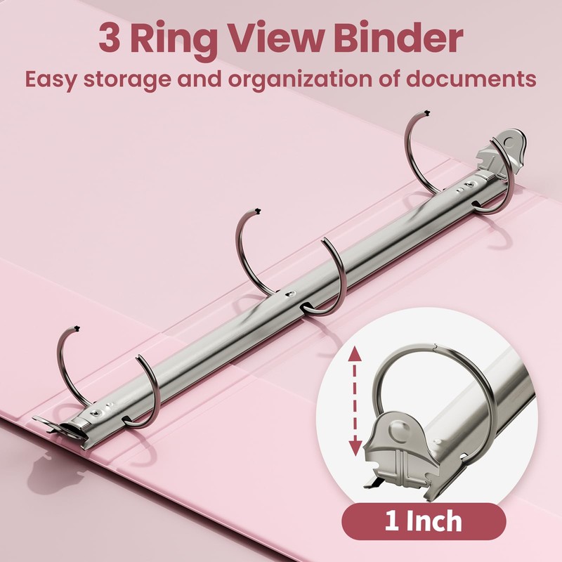 SUNEE 1 Inch Binders 3 Ring 6 Pack, Clear View