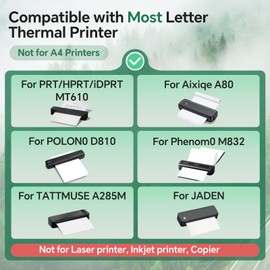 iDPRT Thermal Printer Paper 8.5 x 11 200 Sheets US Letter Thermal Paper for iDPRT HPRT PRT MT610, Folded, Continuous, Perforated Paper Office Supplies, Compatible with Phomem0, POLON0, G1oryang...