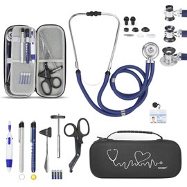 Scian 13 Pcs Stethoscope Case Kits, Portable First Aid Kit Bag with Medical Scissor, Nurse Accessories for Work (Black)