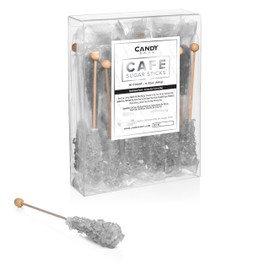 Candy Envy - Silver Café Sugar Sticks Mini Rock Candy - 18 Individually Wrapped Silver Drink Stirrers - Original Sugar Flavored