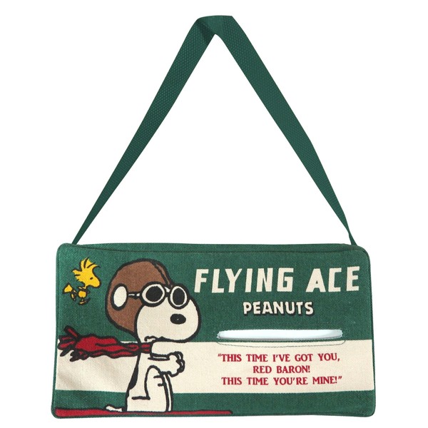 Meiho Y470 Snoopy Tissue Case, Car Hanging Holder, Room, Wall Hanging, Tissue Cover, Stylish, Cute, Flying Ace, Green