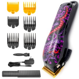 Professional Hair Clipper, HONGNAL 2-Speed Cordless Hair Cutting Kit 5500RPM, 2000mAh Rechargeable Battery with 8 Attachment Guards, Precise Stainless Steel Cutting Blade