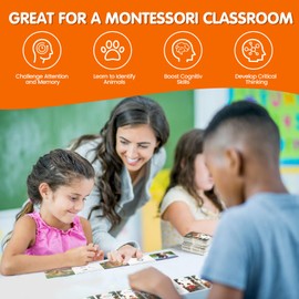 MEROCO Wild Animal Games de 3 años en adelante, juegos de tarjetas flash de animales, juego de pistas de animales a juego, juguetes de aprendizaje preescolar para 3 años, juego de 3 unidades