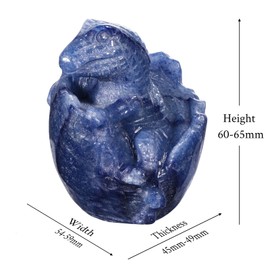 Nupuyai 2.5" Blue Aventurine Crystal Stone Hatching Dinosaur Egg Statue, Carved Stone Figurine Prehistoric Animal Collection Good Luck Home Office Decor