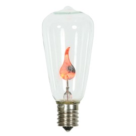 Vickerman ST40 Incandescent Clear Flicker Flame E17 Medium Base Bulb, Brass Base, UL, 120V, 1 Watt/Bulb 10 Pack