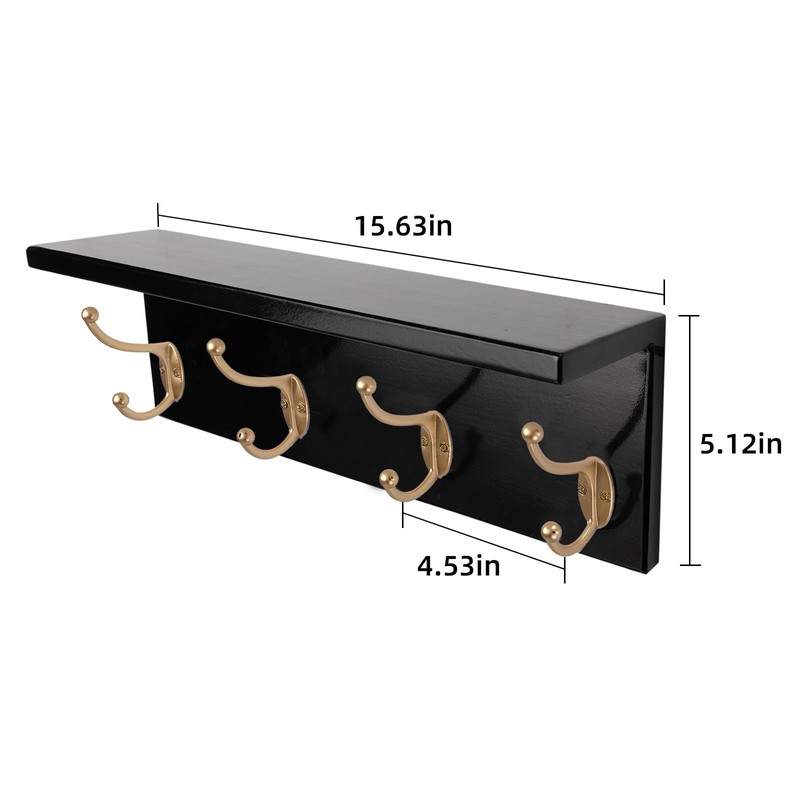 SANY DAYO HOME Wall Mounted Pine Wood Coat Rack with
