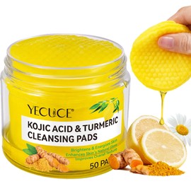 Turmeric Cleansing Pads for Face, Face Pads Cleansing Cotton, Exfoliating Pads - Acne Scars, Unclog Pores with Chamomile, Lemon - 50 Count