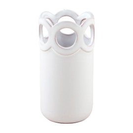 Mud Pie White Scalloped Bud Vase, Medium, 5.5" x 2.75"