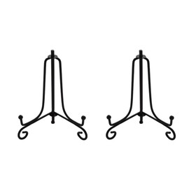 Tincogo (2 Stück Schwarz Metall Tellerständer Tellerhalter Eisen Staffelei Display Ständer für Schüssel Teller Kunst Foto Bilderrahmen 3.5 Zoll