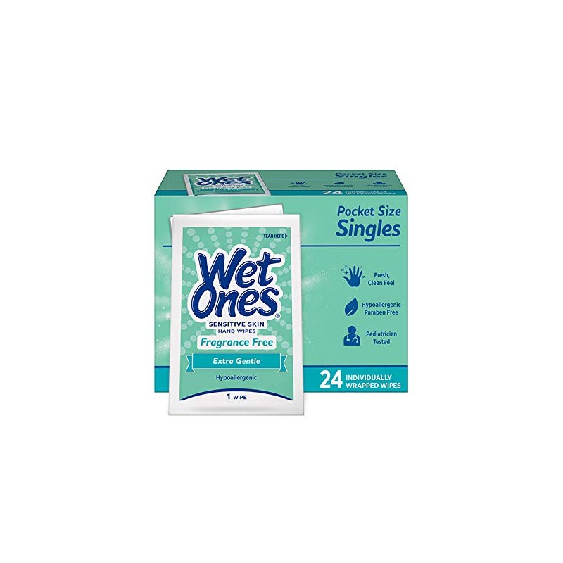 WET ONES Sensitive Skin Hand Wipes, Singles Extra Gentle Fragrance
