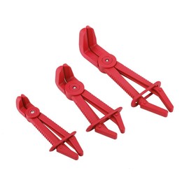 3Pcs Flexible Hose Clamp Tool Set Plastic Brake Fuel Water Line Clamps Pinch-Off Pliers Kit (Red)