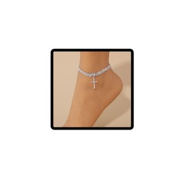 Jascatin Beach Heart Anklet Crystal Beaded Love Small Bell Anklet Beach Summer Foot Jewellery for Women, One size fits all, Metal, No Gemstone