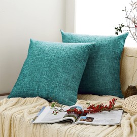 Silky Bunny Cushion Covers, 17.7 x 17.7 Inches (45 x 45 cm), Nordic, Stylish, Sofa Backrest, Linen Texture, Floor Cushion Cover, Solid Color, Hidden Zipper, Decorative Pillow Case, Light Blue, Set of 2