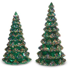 Raz Imports Lighted Sequined Christmas Tree, Set of 2, Holiday Season Decoration