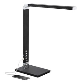 360 Lighting Jett Modern Desk Table Lamp 16 1/2" High with USB Charging Port and Nightlight LED Black Aluminum Touch On Off Dimmer for Bedroom House Bedside Nightstand Home Office Reading