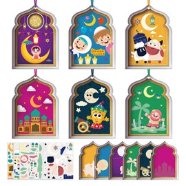 NeeKCheers Ramadan Crafts for Kids, 12 Pack Ramadan Eid Arts and Crafts Foam Stickers Gifts for Kids, Ramadan Eid Activities Craft Kits Make Your Own Ramadan Eid Decorations for Home
